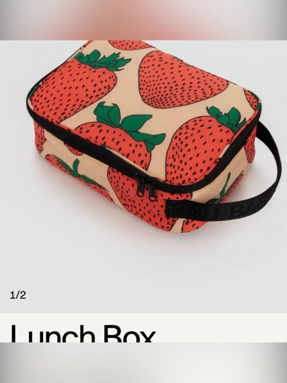 BAGGU Strawberry Print Crossbody Bag in Red, Green, Cream